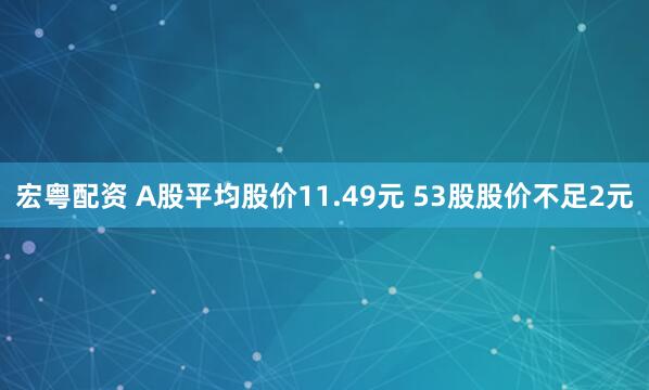 宏粤配资 A股平均股价11.49元 53股股价不足2元